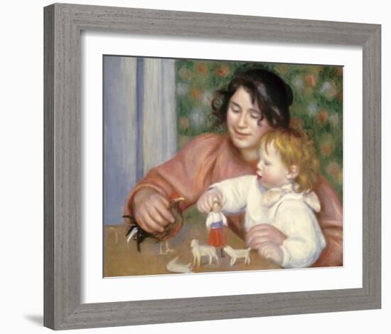 Child with Toys - Gabrielle and the Artist's Son, Jean-Pierre-Auguste Renoir-Framed Premium Giclee Print