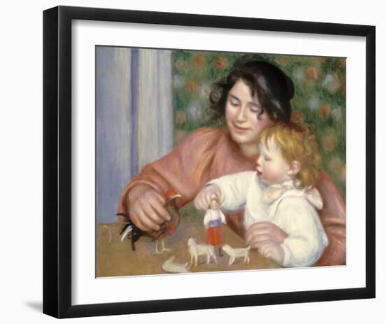 Child with Toys - Gabrielle and the Artist's Son, Jean-Pierre-Auguste Renoir-Framed Premium Giclee Print