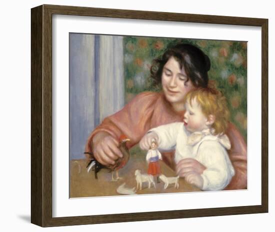 Child with Toys - Gabrielle and the Artist's Son, Jean-Pierre-Auguste Renoir-Framed Premium Giclee Print