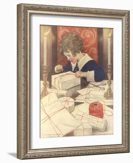 Child Wrapping Presents-Jessie Willcox-Smith-Framed Giclee Print