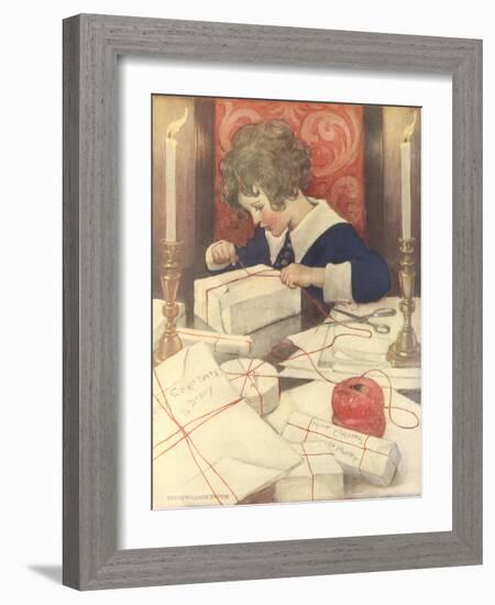 Child Wrapping Presents-Jessie Willcox-Smith-Framed Giclee Print