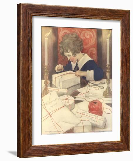 Child Wrapping Presents-Jessie Willcox-Smith-Framed Giclee Print