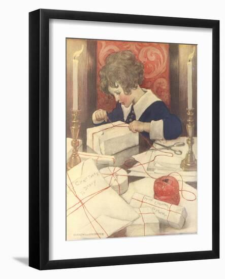 Child Wrapping Presents-Jessie Willcox-Smith-Framed Giclee Print