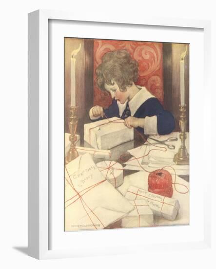 Child Wrapping Presents-Jessie Willcox-Smith-Framed Giclee Print