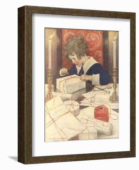 Child Wrapping Presents-Jessie Willcox-Smith-Framed Giclee Print