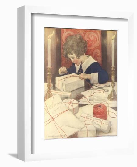 Child Wrapping Presents-Jessie Willcox-Smith-Framed Giclee Print