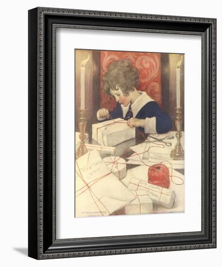 Child Wrapping Presents-Jessie Willcox-Smith-Framed Giclee Print