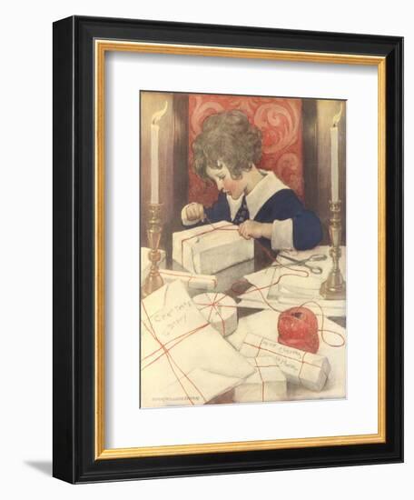 Child Wrapping Presents-Jessie Willcox-Smith-Framed Giclee Print