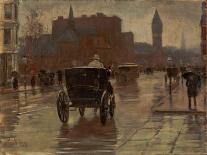 Columbus Avenue, Rainy Day, 1885 (Oil on Canvas)-Childe Frederick Hassam-Giclee Print