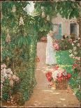 Gathering Flowers in a French Garden (Oil on Canvas)-Childe Frederick Hassam-Giclee Print