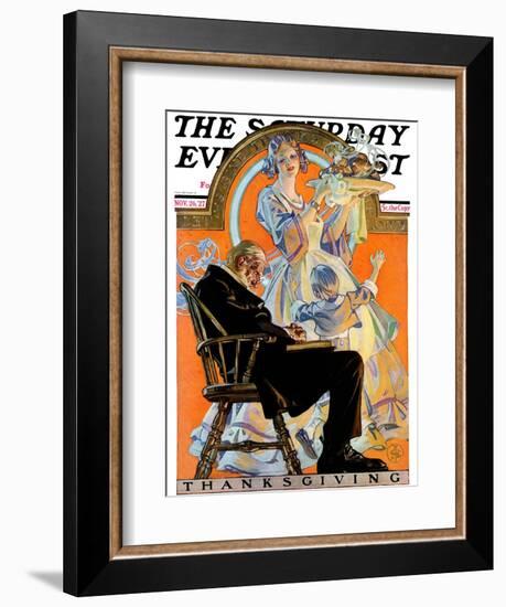 "Childhood Thanksgiving," Saturday Evening Post Cover, November 26, 1927-Joseph Christian Leyendecker-Framed Giclee Print