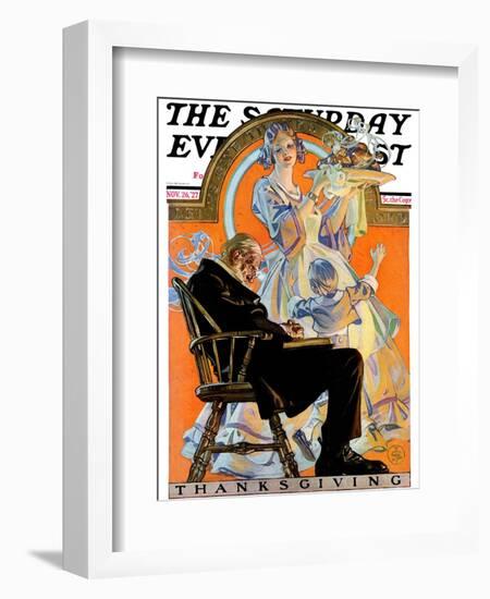 "Childhood Thanksgiving," Saturday Evening Post Cover, November 26, 1927-Joseph Christian Leyendecker-Framed Giclee Print