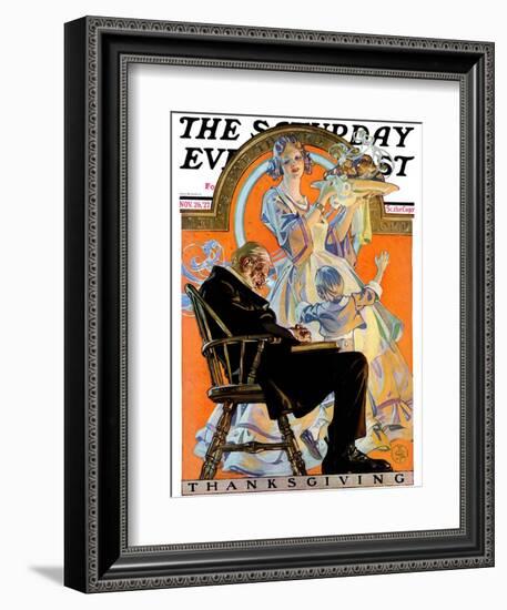 "Childhood Thanksgiving," Saturday Evening Post Cover, November 26, 1927-Joseph Christian Leyendecker-Framed Giclee Print