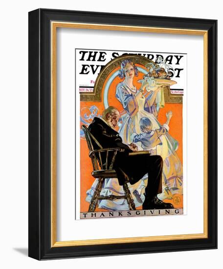 "Childhood Thanksgiving," Saturday Evening Post Cover, November 26, 1927-Joseph Christian Leyendecker-Framed Giclee Print