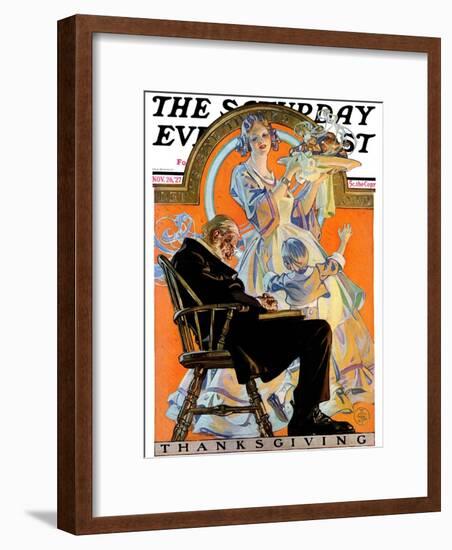 "Childhood Thanksgiving," Saturday Evening Post Cover, November 26, 1927-Joseph Christian Leyendecker-Framed Giclee Print