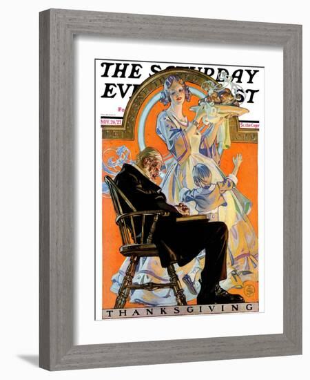 "Childhood Thanksgiving," Saturday Evening Post Cover, November 26, 1927-Joseph Christian Leyendecker-Framed Giclee Print