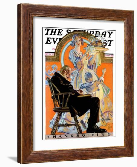 "Childhood Thanksgiving," Saturday Evening Post Cover, November 26, 1927-Joseph Christian Leyendecker-Framed Giclee Print