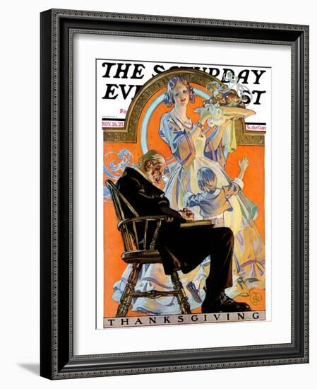 "Childhood Thanksgiving," Saturday Evening Post Cover, November 26, 1927-Joseph Christian Leyendecker-Framed Giclee Print