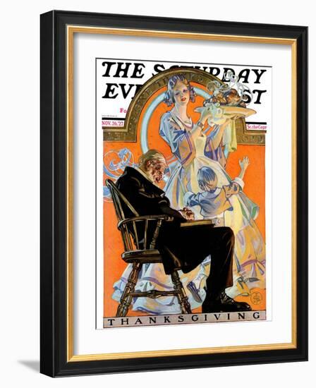 "Childhood Thanksgiving," Saturday Evening Post Cover, November 26, 1927-Joseph Christian Leyendecker-Framed Giclee Print