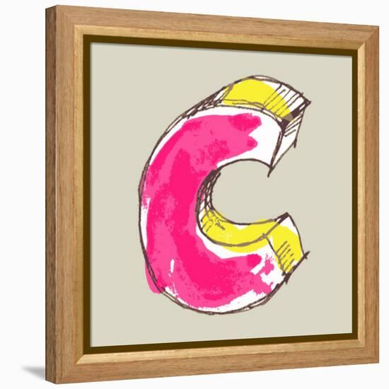 Childlike Gouache Alphabet, Hand Drawn Letter C-Andriy Zholudyev-Framed Stretched Canvas