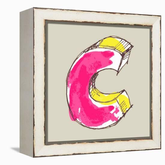 Childlike Gouache Alphabet, Hand Drawn Letter C-Andriy Zholudyev-Framed Stretched Canvas