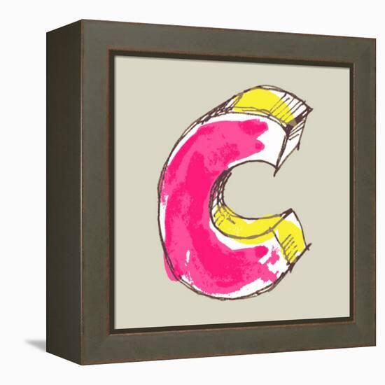 Childlike Gouache Alphabet, Hand Drawn Letter C-Andriy Zholudyev-Framed Stretched Canvas
