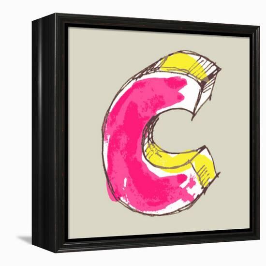 Childlike Gouache Alphabet, Hand Drawn Letter C-Andriy Zholudyev-Framed Stretched Canvas