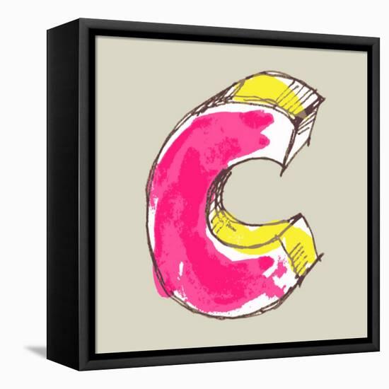 Childlike Gouache Alphabet, Hand Drawn Letter C-Andriy Zholudyev-Framed Stretched Canvas