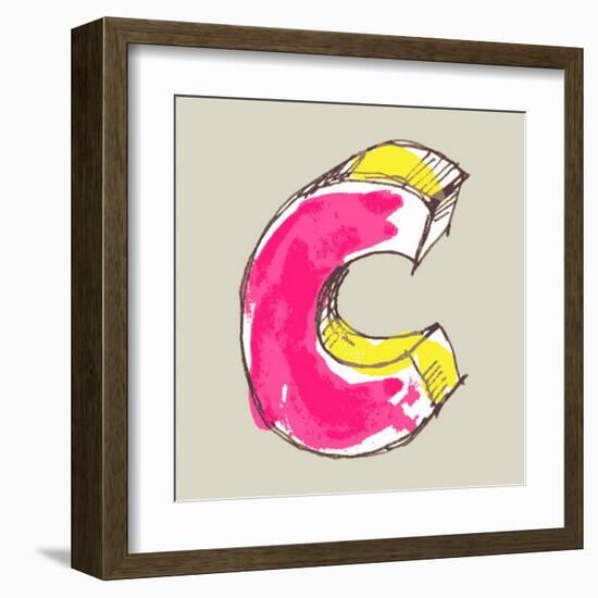 Childlike Gouache Alphabet, Hand Drawn Letter C-Andriy Zholudyev-Framed Art Print