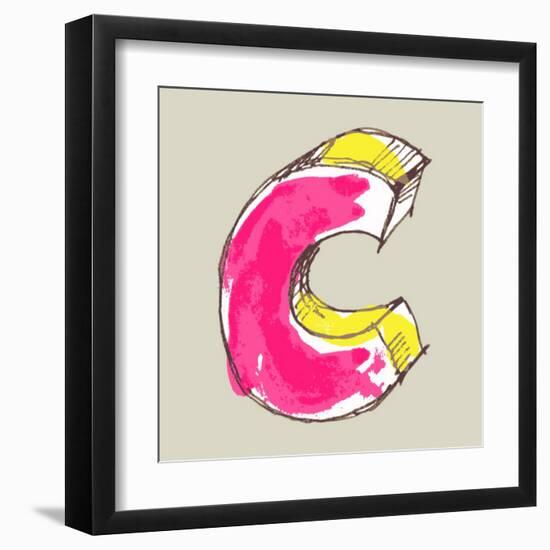 Childlike Gouache Alphabet, Hand Drawn Letter C-Andriy Zholudyev-Framed Art Print