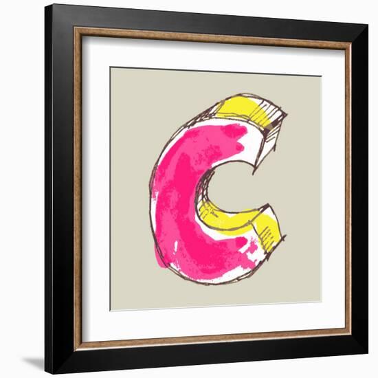 Childlike Gouache Alphabet, Hand Drawn Letter C-Andriy Zholudyev-Framed Art Print