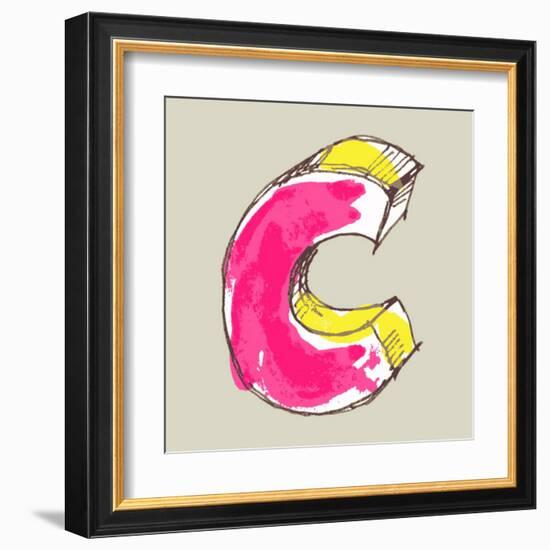 Childlike Gouache Alphabet, Hand Drawn Letter C-Andriy Zholudyev-Framed Art Print