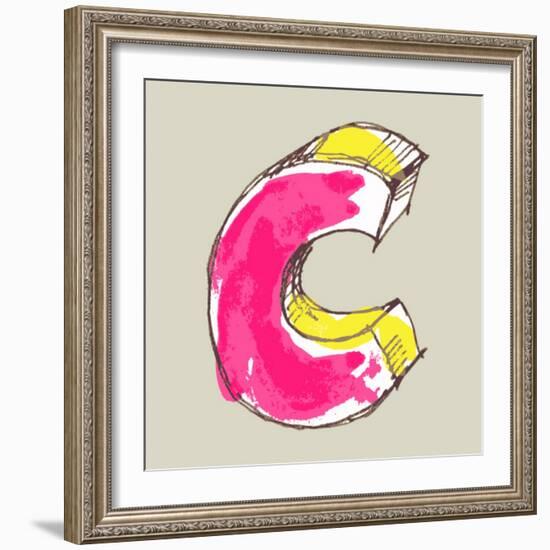 Childlike Gouache Alphabet, Hand Drawn Letter C-Andriy Zholudyev-Framed Art Print