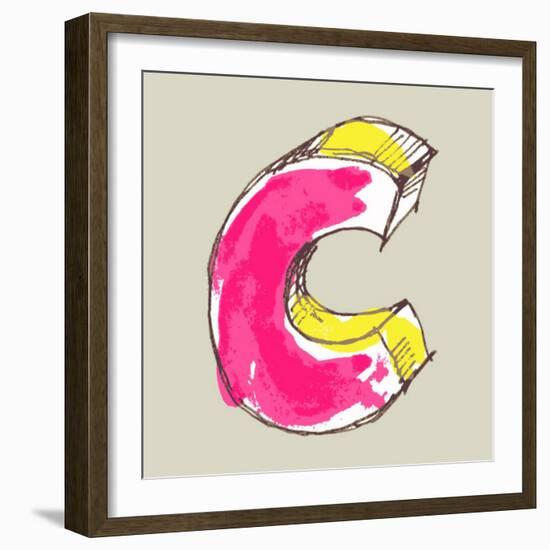 Childlike Gouache Alphabet, Hand Drawn Letter C-Andriy Zholudyev-Framed Art Print