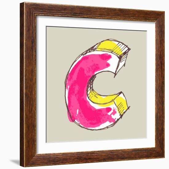 Childlike Gouache Alphabet, Hand Drawn Letter C-Andriy Zholudyev-Framed Art Print