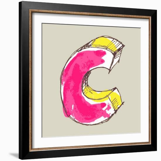 Childlike Gouache Alphabet, Hand Drawn Letter C-Andriy Zholudyev-Framed Art Print