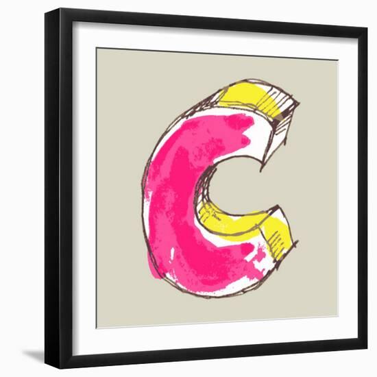Childlike Gouache Alphabet, Hand Drawn Letter C-Andriy Zholudyev-Framed Art Print