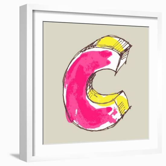 Childlike Gouache Alphabet, Hand Drawn Letter C-Andriy Zholudyev-Framed Art Print