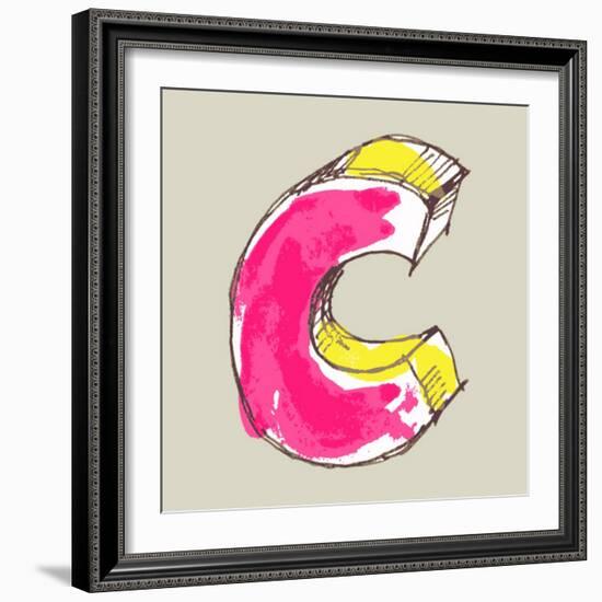 Childlike Gouache Alphabet, Hand Drawn Letter C-Andriy Zholudyev-Framed Art Print