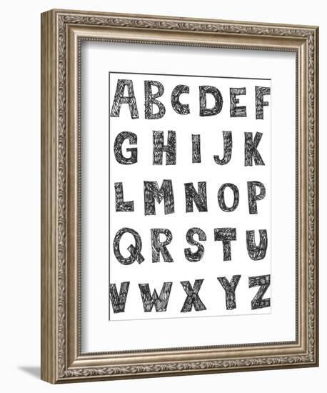 Childlike Hand Drawn Abc Isolated On White Background-Andriy Zholudyev-Framed Art Print