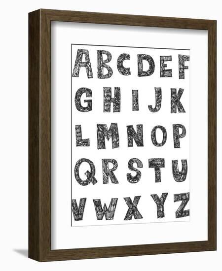 Childlike Hand Drawn Abc Isolated On White Background-Andriy Zholudyev-Framed Art Print