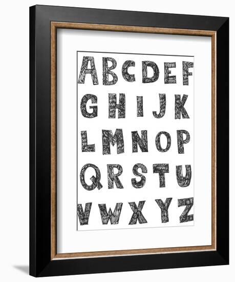 Childlike Hand Drawn Abc Isolated On White Background-Andriy Zholudyev-Framed Art Print