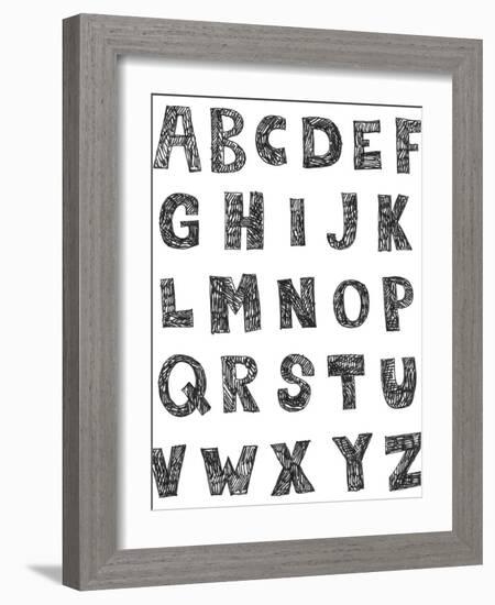 Childlike Hand Drawn Abc Isolated On White Background-Andriy Zholudyev-Framed Art Print