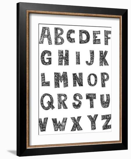 Childlike Hand Drawn Abc Isolated On White Background-Andriy Zholudyev-Framed Art Print