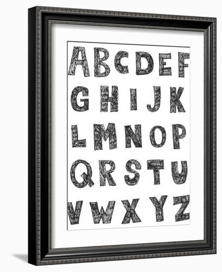 Childlike Hand Drawn Abc Isolated On White Background-Andriy Zholudyev-Framed Art Print