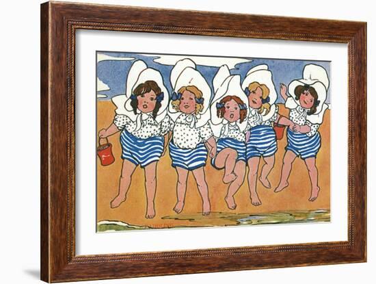 Children About to Paddle-Hilda Dix Sandford-Framed Art Print