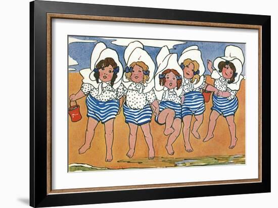 Children About to Paddle-Hilda Dix Sandford-Framed Art Print