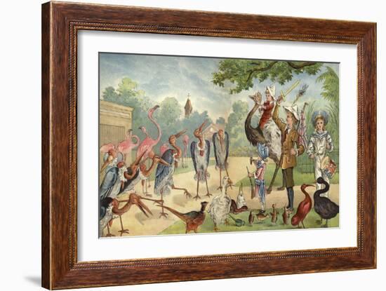 Children Addressing the Birds in the Zoo-Richard Andre-Framed Giclee Print