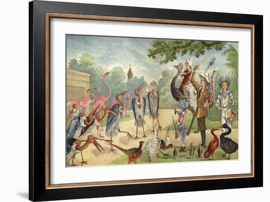 Children Addressing the Birds in the Zoo-Richard Andre-Framed Giclee Print