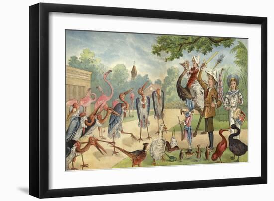 Children Addressing the Birds in the Zoo-Richard Andre-Framed Giclee Print